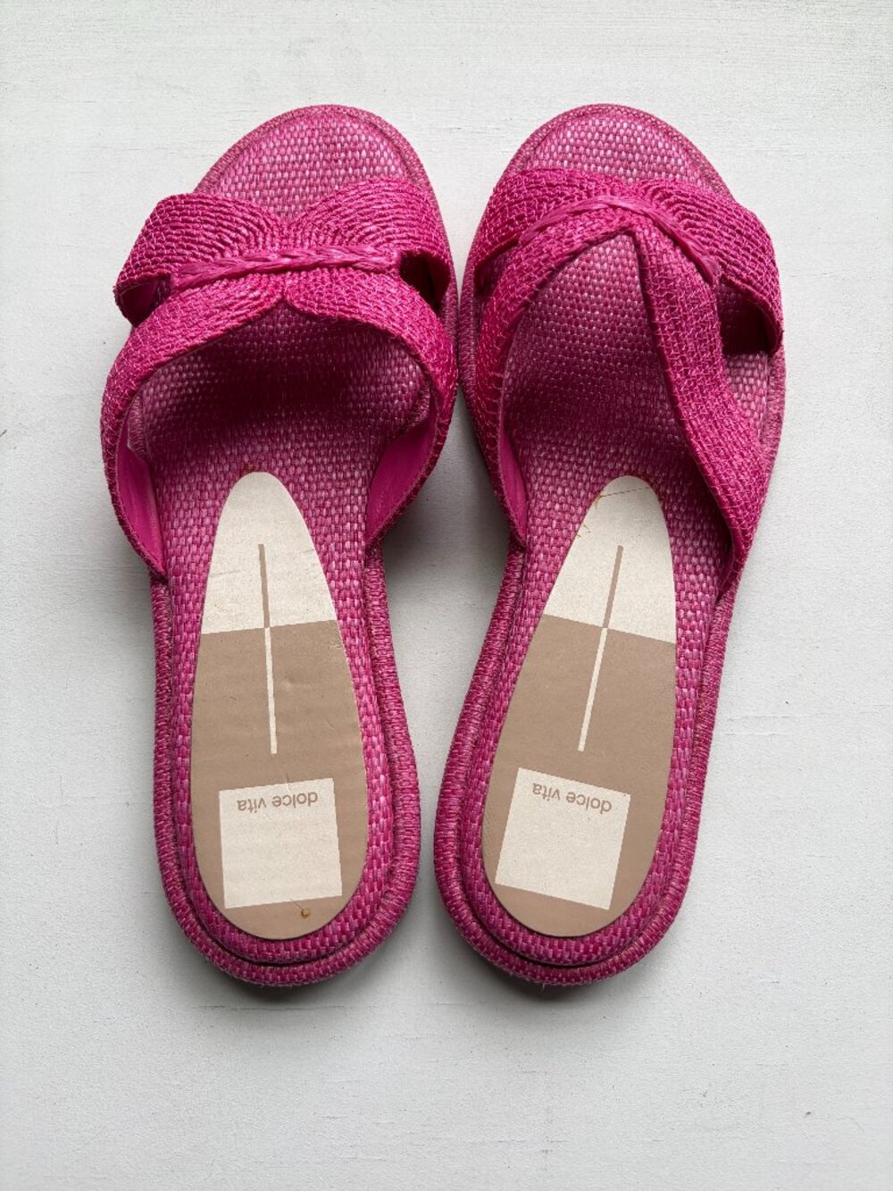 Dolce Vita Atomic Raffia Slide Sandals Orchid Pink Size 9